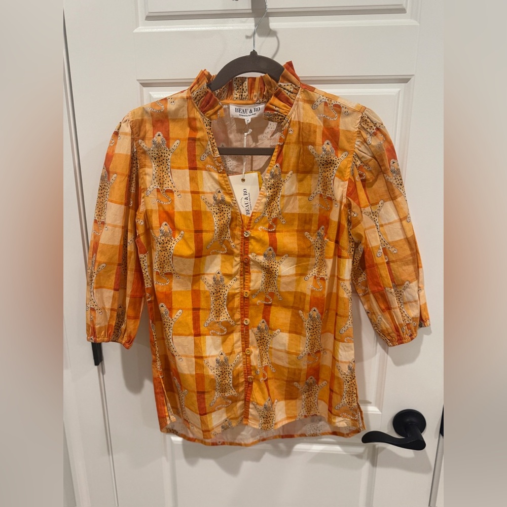 Beau & Ro The Lily Top Clementine Cheetah Blouse